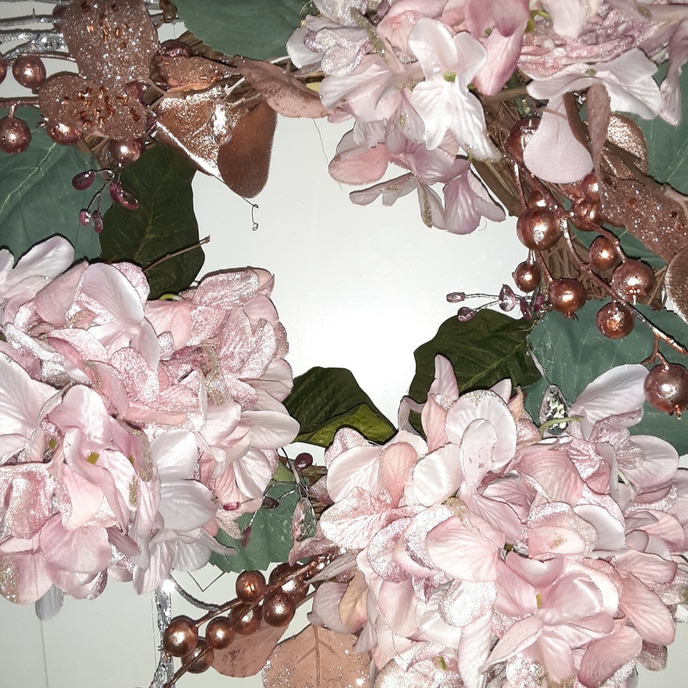 Pink hydrangea wreath